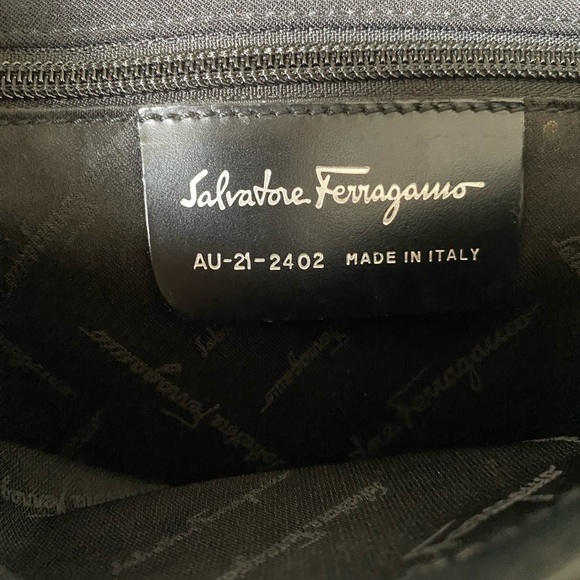 Ferragamo Vintage Y2K Rectangular Black Leather Trim Shoulder Bag - Picture 10 of 16